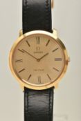 A GENTS BOXED 'OMEGA' WRISTWATCH, manual wind, round gold tone dial signed 'Omega De Ville', Roman