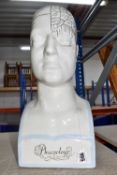 A CERAMIC PHRENOLOGY HEAD, a ceramic bust used in the Victorian era to illustrate the