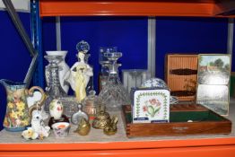 A GROUP OF CERAMICS AND GLASS, comprising a vintage Old Tupton Ware, tube lined floral jug vase in