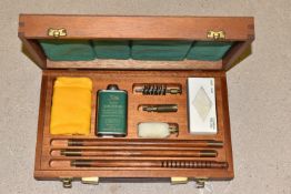 A WOODEN CASED LIGHTWOOD & SON LTD GUN CLEANING KIT, appears to have little or no use (1)