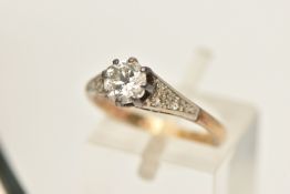 A DIAMOND RING, an old cut diamond, approximate total carat weight 0.50ct, clarity assessed as I1,