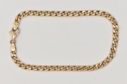A 9CT GOLD ITALIAN CHAIN BRACELET, yellow gold curb link bracelet, fitted with a lobster clasp,