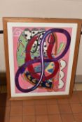 DEREK ROBERTS (BRITISH 1947-) 'VIOLET LOOP', a brightly coloured abstract composition, signed and