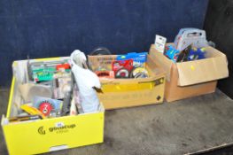 THREE CARDBOARD BOXES CONTAINING SANDING, POLISHING, AND CUTTING ACCESSORIES, to include various