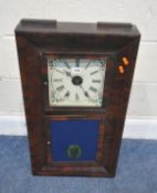 JEROME MANUFACTURING Co, A 19TH CENTURY WALNUT AMERICAN SHELF CLOCK, with two glass doors, the top