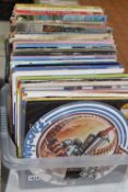 TWO BOXES OF VINYL RECORDS containing approximately ninety-four 12 singles/picture discs and fifty