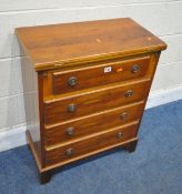 A LATE 20TH CENTURY YEW WOOD CHEST OF FOUR DRAWERS, with a fold over surface, raised on bracket