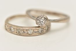 AN 18CT WHITE GOLD AND DIAMOND WEDDING RING SET, to include a single stone illusion set diamond