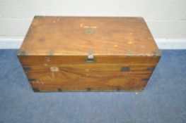 A 20TH CENTURY CAMPHORWOOD CHEST, with brass banding, twin handles, width 102cm x depth 52cm x