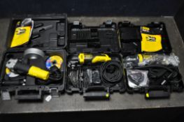 THREE BOXED STANLEY FATMAX ELECTRICAL TOOLS, to include a FME811K angle grinder, FME600k multi tool,