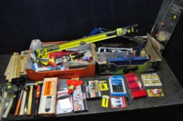 TWO BOXES CONTAINING A SELECTION OF CARPENTRY TOOLS, to include a few router bit sets, by Hilka,