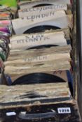 TWO BOXES OF VINYL SINGLE 45RPM RECORDS containing several hundred singles, various artists and