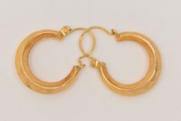 A PAIR 9CT GOLD EARRINGS, creole style hollow hoop earrings, hallmarked 9ct London, approximate