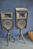 A PA SYSTEM consisting of a Soundlab G742BA powered mixer, a pair of Yamaha S1121V speakers and a