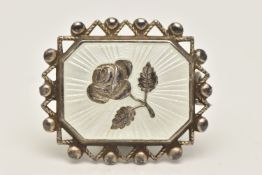 AN 'ARNE NORDLIE' NORWIGIAN BROOCH, rectangular form brooch with white guilloche enamel and cental
