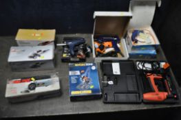 A SELECTION OF ELECTRICAL HAND TOOLS, to include a Tacwise 191EL pro master nailer, four boxed