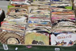 TWO BOXES OF VINYL SINGLE 45RPM RECORDS containing several hundred singles, various artists and