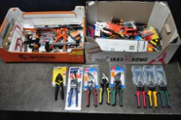 A BOX CONTAINING A SELECTION OF CUTTER AND SNIPS, to include a set of three eclipse aviation