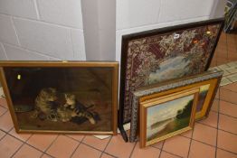 TWO UNSIGNED EARLY 20TH CENTURY LANDSCAPES, the first depicting a female figure walking along a path