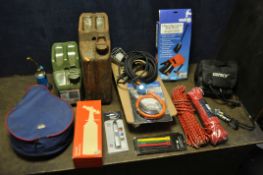 A SELECTION OF MISCELLANEOUS, to include a GSPSCN air compressor, two jerry cans, dolly skate, two