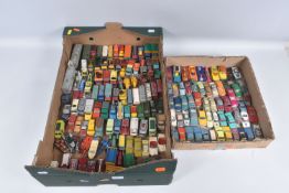 A QUANTITY OF UNBOXED ASSORTED PLAYWORN MAINLY MATCHBOX 1-75 SERIES AND HUSKY DIECAST VEHICLES, to