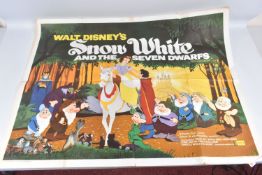 A BRITISH QUAD CINEMA POSTER FOR WALT DISNEY'S SNOW WHITE AND THE SEVEN DWARFS, issued by National
