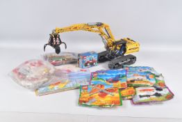 A BOX OF BUILT AND COLLECTABLE LEGO, to include a built Lego Technic Excavator 42006, unknown if