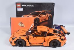 A BUILT LEGO TECHNIC 1:8 SCALE PORSCHE 911 T3 RS MODEL, numbered 42056, appears largely complete