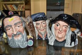 THREE ROYAL DOULTON MYSTICAL THEMED CHARACTER JUGS, comprising The Witch D6893, The Wizard D6862,