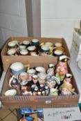 TWO BOXES OF ASSORTED TOBY AND CHARACTER JUGS to include a group of Lancaster Pottery character jugs