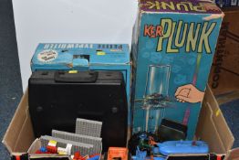 ONE BOX & LOOSE containing two plastic tractor toys, a small collection of Lego pieces, die cast