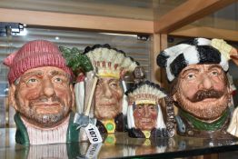 FOUR ROYAL DOULTON CHARACTER JUGS, comprising The Lumberjack D6610 (tiny minor firing flaw on rim)