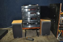 A TECHNICS AND BOWERS AND WILKINS COMPONENT HI FI with remote comprising of SL-J110R turntable (