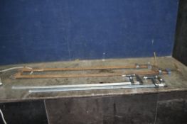 TWO RECORD SASH CRAMPS and two long click cramps (4) Condition Report: Record clamps show signs of