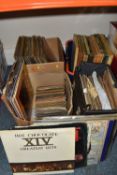 THREE BOXES AND A CASE OF RECORDS, to include approximately seventy LPs and 12'' singles by