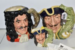 THREE ROYAL DOULTON 'CAPTAIN HOOK' CHARACTER JUGS, comprising Capt. Hook D6597 and D6601, and