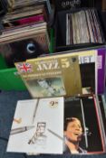 TWO BOXES AND A CASE OF RECORDS, approximately one hundred and seventy LPs, including easy