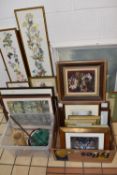 A QUANTITY OF PAINTINGS, STUDIO POTTERY AND MODERN NEEDLEWORK SAMPLERS ETC, to include an Emile