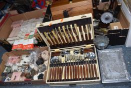 FIVE BOXES OF MISCELLANEOUS ITEMS to include a box of assorted stone and minerals samples to include