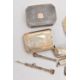 SEVEN ITEMS OF SILVER/WHITE METAL ITEMS, to include a silver circular form compact, with engine - Image 6 of 7