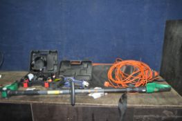 A SELECTION OF GARDEN ELECTRICALS including a Flymo Blower/ Vac, a Jet Hawk cordless jet washer (