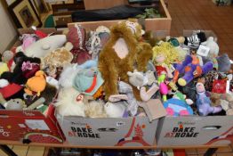 THREE BOXES OF SOFT TOYS to include Teddy Bears, Disney Characters, Pooh's, Dolls, PG Tips