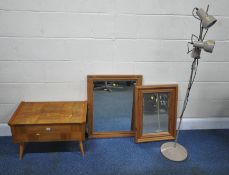 A 20TH CENTURY PARQUETRY SEWING BOX, the hinged lid enclosing a removable tray, raised on tapered