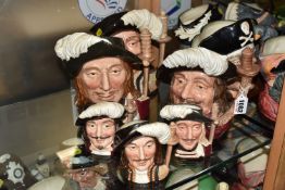 SIX ROYAL DOULTON 'THREE MUSKETEERS' CHARACTER JUGS, in two different sizes, comprising Athos