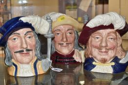 THREE ROYAL DOULTON THREE MUSKETEERS CHARACTER JUGS, 1988 new colourway edition, comprising Athos