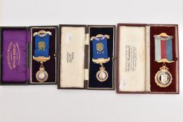 THREE CASED SILVER MASONIC MEDALS, order of the buffaloes, Melbourne lodge 7655, and Lyn-Tegid lodge