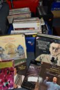 THREE BOXES OF RECORDS to include a box of mostly classical artists to include Tschaikovsky,