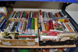 FOUR BOXES OF BOOKS ON COOKERY containing approximately 115-120 titles, mostly in hardback format,