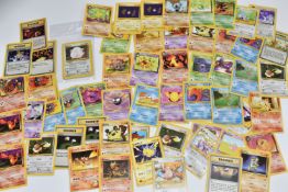BOX OF POKEMON CARDS, ranging from the Base Set, Fossil, Team Rocket and Gym Heroes sets,