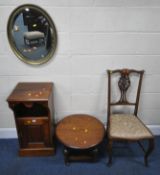 AN EARLY 20TH CENTURY SINGLE DOOR POT CUPBOARD, width 39cm x depth 37cm x height 78cm, an oak